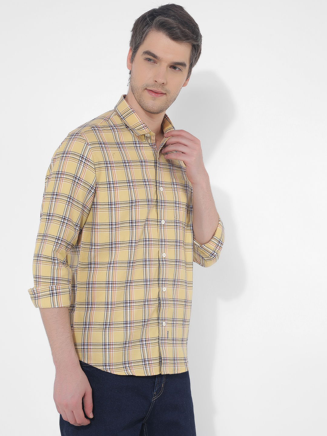 Numero Uno Men Checkered Yellow Shirt